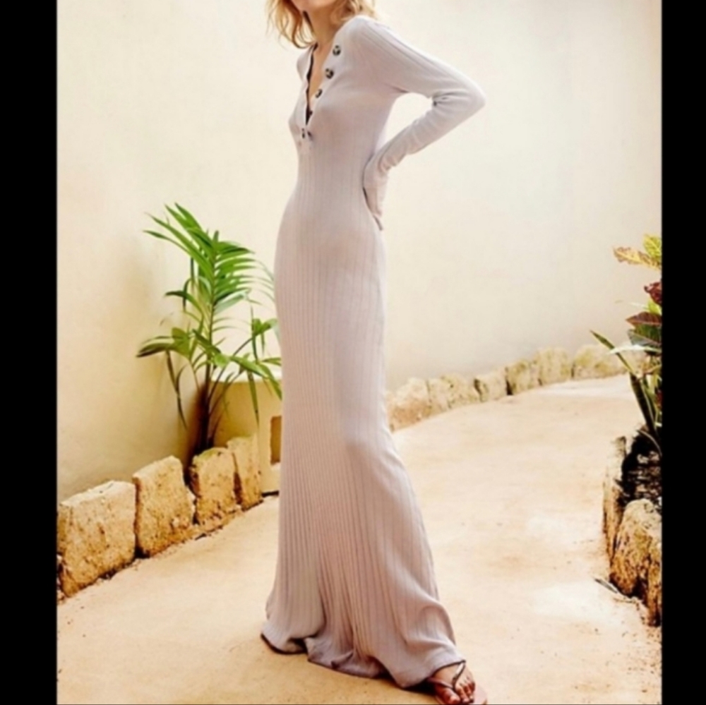 💙NWOT 🍭 free people beach ribbed sunflower maxi dress in lilac